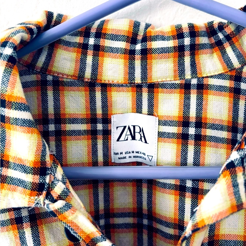 Zara Brown and White Casual Button Down Shirt - Picture 4 of 5